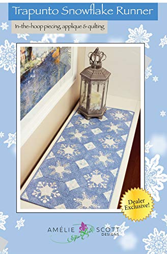 Trapunto Snowflake Runner Machine Embroidery Pattern by Amelie Scott Designs