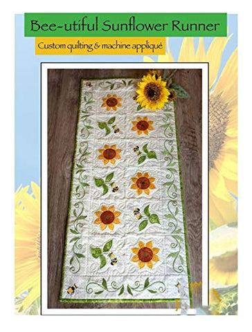 Bee-Utiful Sunflower Runner Machine Embroidery Pattern by Amelie Scott Designs