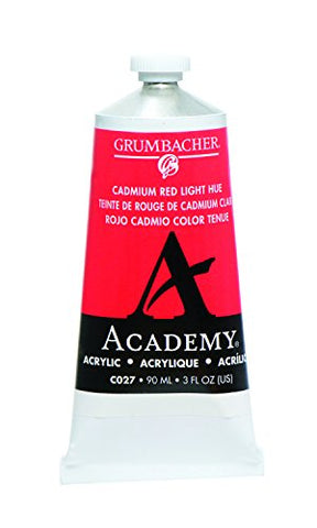 Grumbacher Academy Acrylic Paint, 90ml/3 oz Metal Tube, Cadmium Red Light Hue