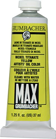 Grumbacher Max Water Miscible Oil Paint, 37ml/1.25 oz, Nickel Titanate Yellow