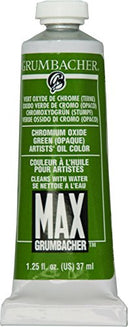 Grumbacher Max Water Miscible Oil Paint, 37ml/1.25 oz, Chromium Oxide Green Opaque