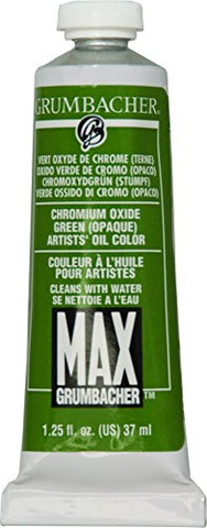 Grumbacher Max Water Miscible Oil Paint, 37ml/1.25 oz, Chromium Oxide Green Opaque