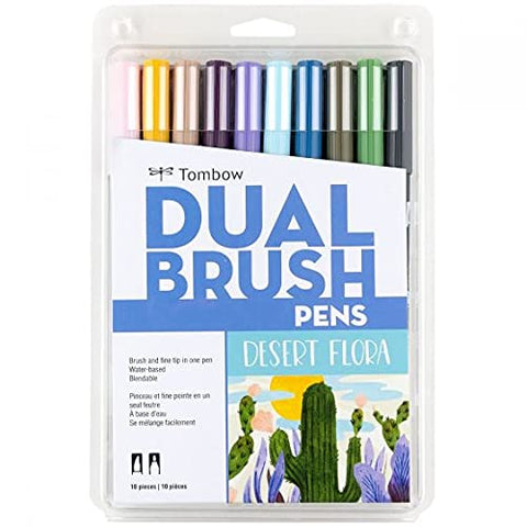 Tombow 56197 Dual Brush Pen Art Markers, Desert Flora, 10-Pack. Blendable, Brush and Fine Tip Markers