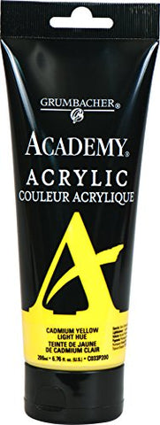 Grumbacher Academy Acrylic Paint, 200ml/6.8 oz. Plastic Tube, Cadmium Yellow Light Hue (C033P200)