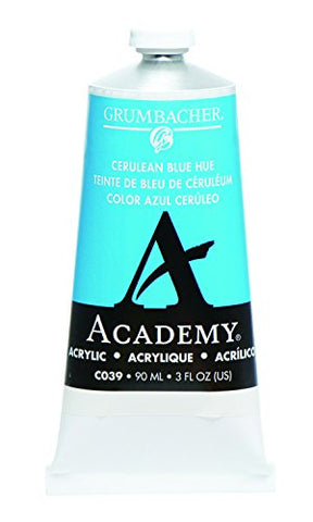 Grumbacher Academy Acrylic Paint, 90ml/3 oz Metal Tube, Cerulean Blue Hue