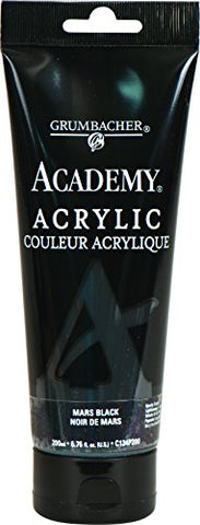 Grumbacher Academy Acrylic Paint, 200ml/6.8 oz. Plastic Tube, Mars Black (C134P200)