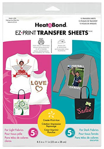 HeatnBond EZ Print Transfer Sheet Combo Pack, 10 Sheets, 8.5 Inches x 11 Inches