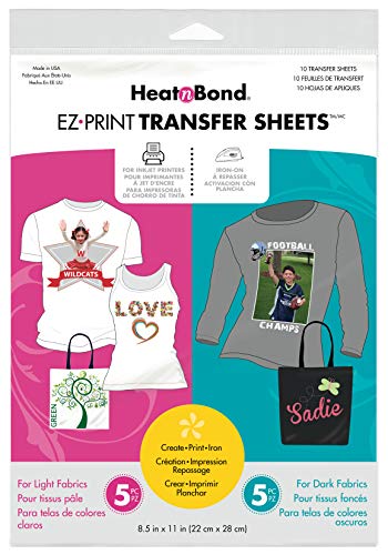 HeatnBond EZ Print Transfer Sheet Combo Pack, 10 Sheets, 8.5 Inches x 11 Inches