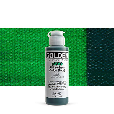 Golden Fluid Acrylics - Pthalo Green (Yellow Shade) - 4 oz Bottle