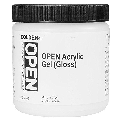 Golden Open Acrylic Medium, 8 ounce jar, Gel Gloss (3135-5)