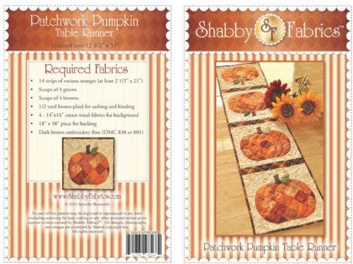 Shabby Fabrics Patchwork Pumpkin Table Runner pattern, Orange