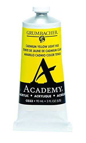 Grumbacher Academy Acrylic Paint, 90ml/3 oz Metal Tube, Cadmium Yellow Light Hue