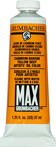 Grumbacher Max Water Miscible Oil Paint, 37ml/1.25 oz, Cadmium-Barium Yellow Deep