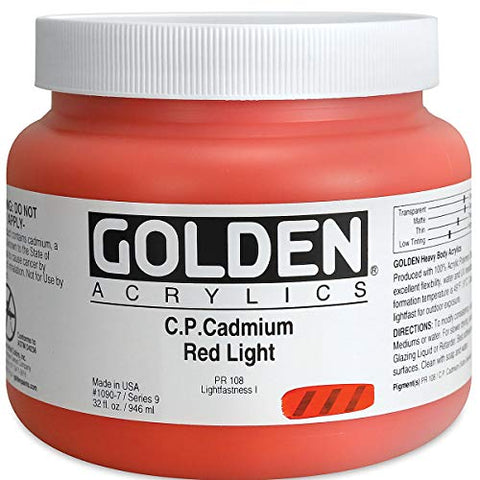 Golden Heavy Body Acrylic - C.P. Cadmium Red Light 32oz jar