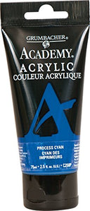 Grumbacher Academy Acrylic Paint, 75ml/2.5 Ounce Plastic Tube, Process Cyan (C258P)