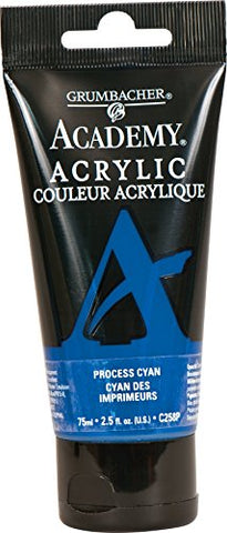 Grumbacher Academy Acrylic Paint, 75ml/2.5 Ounce Plastic Tube, Process Cyan (C258P)