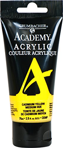 Grumbacher Academy Acrylic Paint, 75ml/2.5 Ounce Plastic Tube, Cadmium Yellow Medium Hue (C034P)