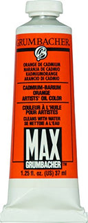 Grumbacher Max Water Miscible Oil Paint, 37ml/1.25 oz, Cadmium Orange