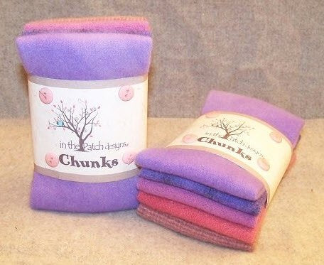 Hand Dyed Girly Wool Chunks 5 pc 9in x 10in each