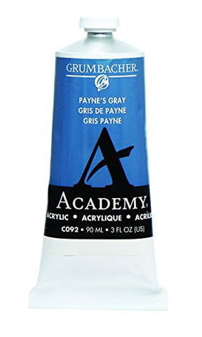 Grumbacher Academy Acrylic Paint, 90ml/3 oz Metal Tube, Payne's Gray