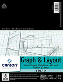 Canson Foundation Series Graph and Layout Paper Pad with Non Reproducible Blue Grid, 20 Pound, 8 by 8 Grid on 8.5 x 11 Inch Paper, 40 Sheets