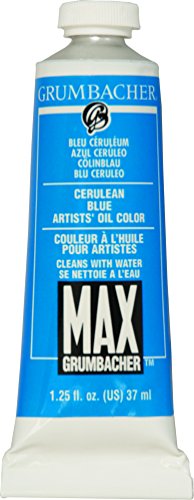 Grumbacher Max Water Miscible Oil Paint, 37ml/1.25 oz, Cerulean Blue Hue