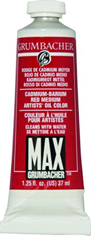 Grumbacher Max Water Miscible Oil Paint, 37ml/1.25 oz, Cadmium-Barium Red Medium