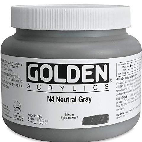 Golden Heavy Body Acrylic - Neutral Gray N4 32oz jar
