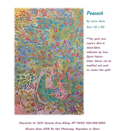 Peacock Collage Quilting Pattern by Laura Heine for Fiberworks inc