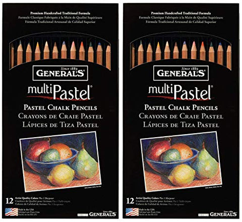 2-Pack - General Pencil 4400-12A General's Pastel Chalk Pencils, 12 colors per pack