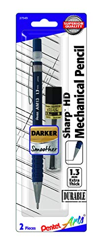 Pentel Arts Sharp HD Mechanical Pencil (1.3mm), Dark Blue Barrel, (1) Super Hi-Polymer Lead Refill (AM13PABP)