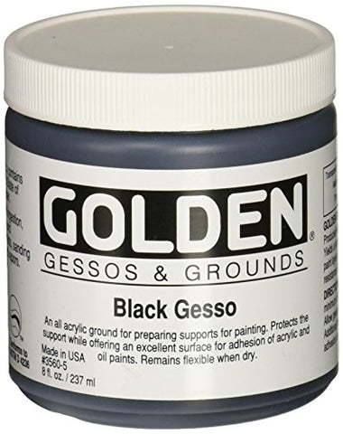 Golden 0003560-5 Acrylic Black Gesso Jar, 8 oz