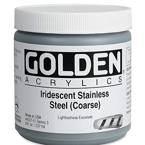 Golden Heavy Body Iridescent Acrylics - Iridescent Stainless Steel Coarse 8oz jar