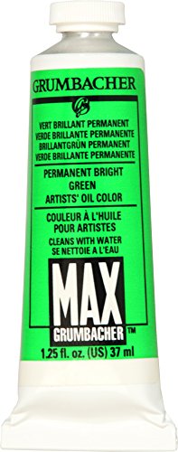 Grumbacher Max Water Miscible Oil Paint, 37ml/1.25 oz, Permanent Bright Green