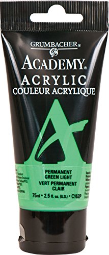 Grumbacher Academy Acrylic Paint, 75ml/2.5 Ounce Plastic Tube, Permanent Green Light (C162P)