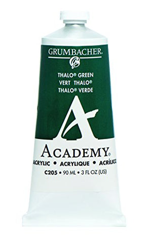 Grumbacher Academy Acrylic Paint, 90ml/3 oz Metal Tube, Thalo Green (Blue Shade)