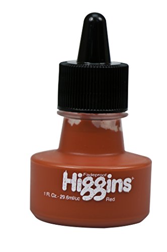 Higgins Pigmented Drawing Ink, Red, 1 Ounce Bottle (44645)