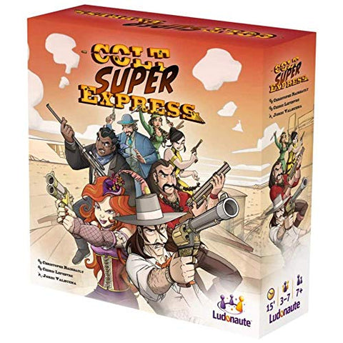 Colt Express Super Express Board Game | Train Game | Strategy Game | Wild West Adventure Game for Adults and Kids | Ages 8+ | 3-7 Players | Average Playtime 15 Minutes | Made by Ludonaute