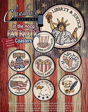 Claudia's Creations In the Hoop Patriotic Coasters Pattern