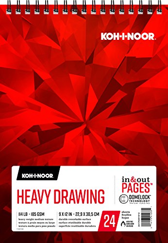 Koh-I-Noor Heavy Drawing White Paper Pad with In and Out Pages, 90lb/147 GSM, 9 x 12